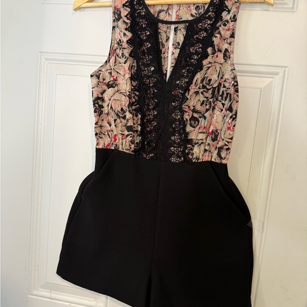 Floral Lace Black Romper